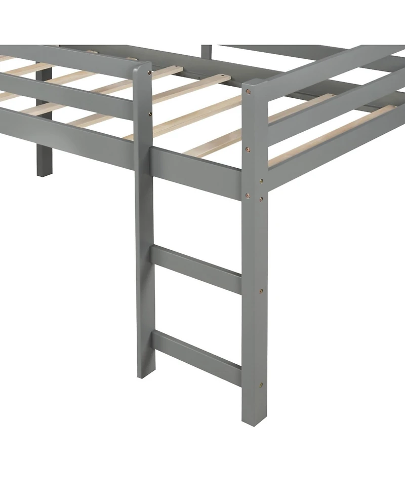 Space-Saving Low Loft Bed with Slide – Playful and Functional