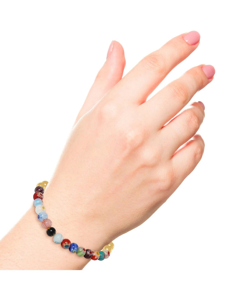 Jessica Simpson Multicolor Beaded Stretch Bracelet with Gold Accents