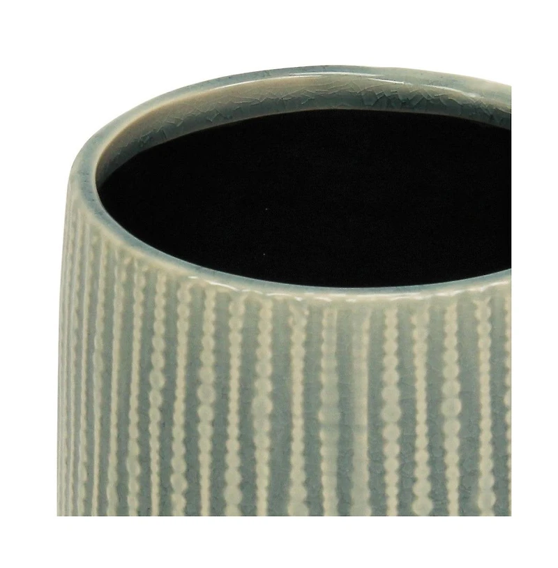 Striped Ceramic Round Planter – Versatile Pot for Indoor & Outdoor Spaces