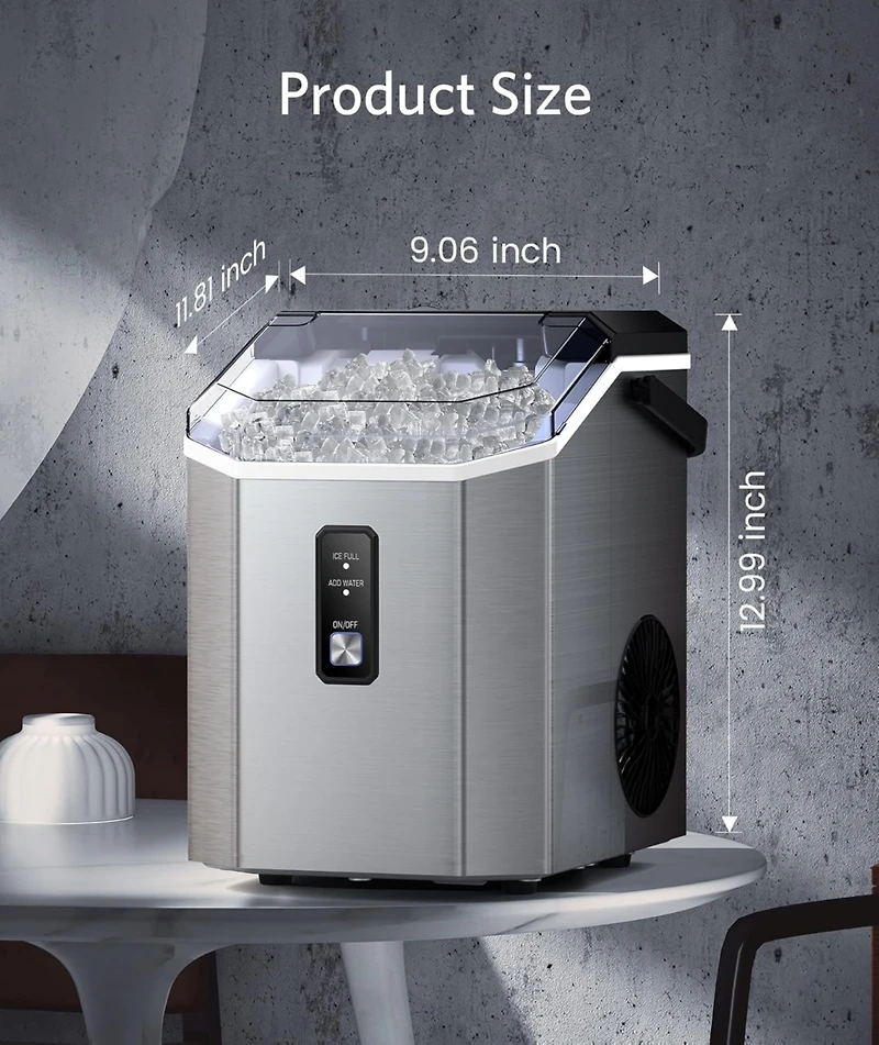 Zafro Portable Ice Maker with Handle, Stainless Steel Ice Maker Countertop with Slef-Cleaning, 35Lbs/24H, 7Mins Fast Ice Making, with Ice Basket/Ice S