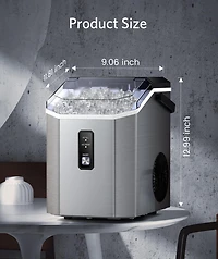 Zafro Portable Ice Maker with Handle, Stainless Steel Ice Maker Countertop with Slef-Cleaning, 35Lbs/24H, 7Mins Fast Ice Making, with Ice Basket/Ice S