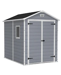 Keter 213413 Manor 6 X 8 Foot Resin All Weather Outdoor Tool Storage Shed, Grey
