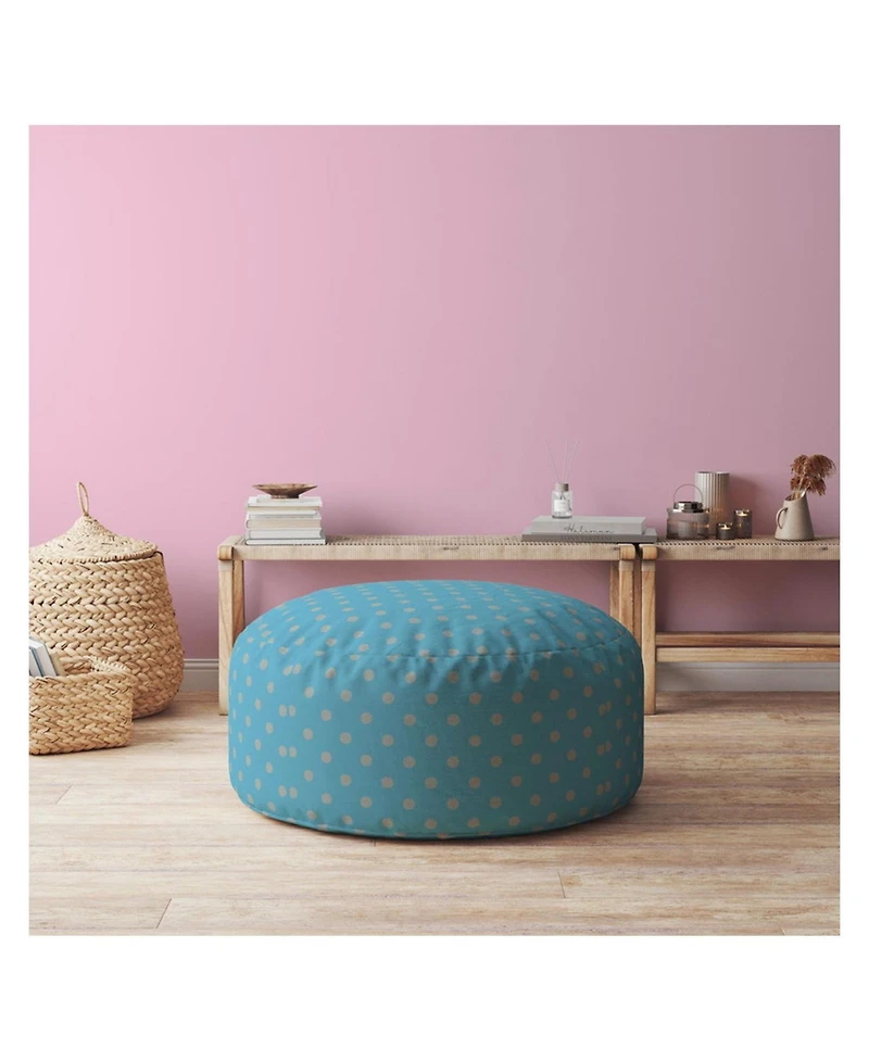 Decorative Cotton Round Polka Dots Pouf Ottoman for Home Accent Furniture