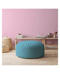 Decorative Cotton Round Polka Dots Pouf Ottoman for Home Accent Furniture