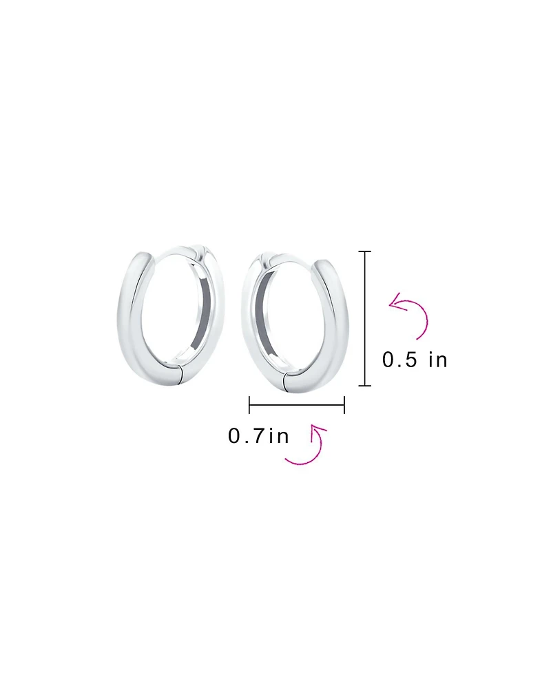 Bling Jewelry Basic Simple Thin Huggie Hoop Kpop Earrings 14K Gold Plated .925 Sterling Silver Flat Hinge