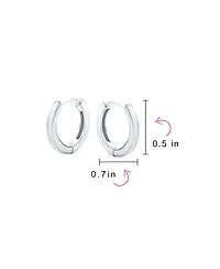 Bling Jewelry Basic Simple Thin Huggie Hoop Kpop Earrings 14K Gold Plated .925 Sterling Silver Flat Hinge
