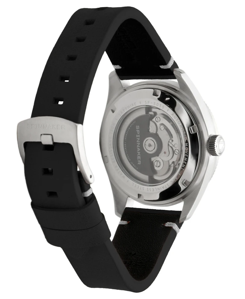 Spinnaker Men's Fleuss Automatic Black Leather Strap Watch, 43mm