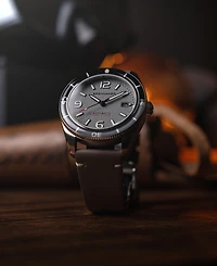 Spinnaker Men's Fleuss Automatic Gray Leather Strap Watch, 43mm