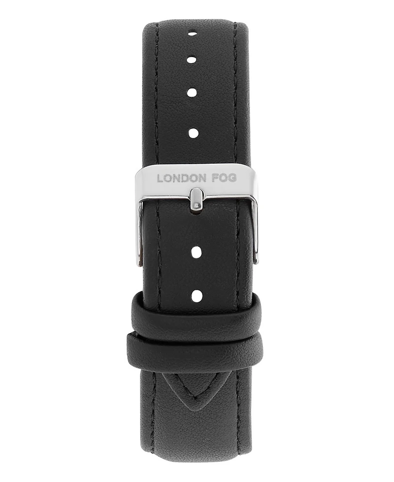 London Fog Unisex Whitehall Black Leather Watch, 40mm