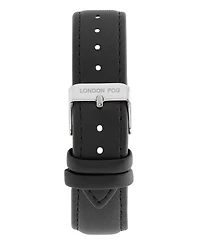 London Fog Unisex Whitehall Black Leather Watch, 40mm