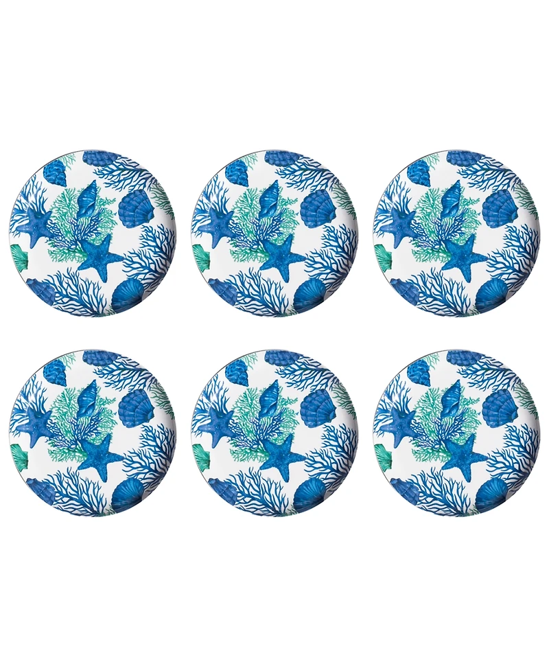 Abode Homewares Coastal Coral 6-Pc. Salad Plates, Service For 6