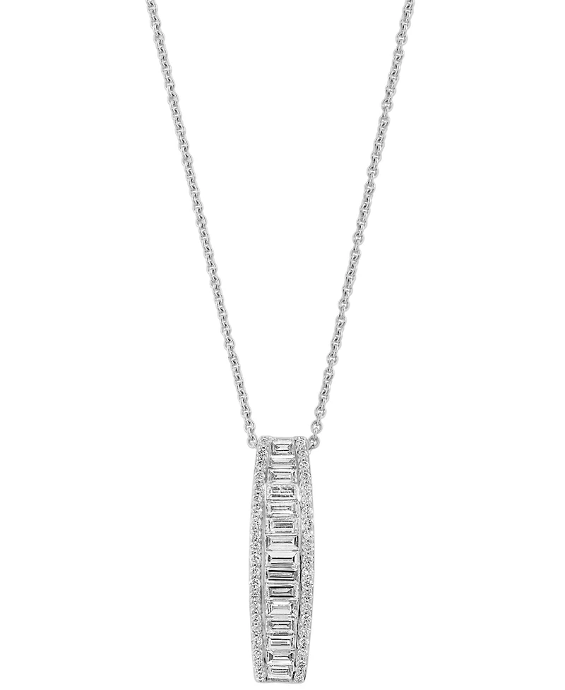 Effy Lab Grown Diamond Round & Baguette Linear Drop Pendant Necklace (1-3/8 ct. t.w.) in 14k Gold