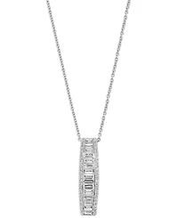 Effy Lab Grown Diamond Round & Baguette Linear Drop Pendant Necklace (1-3/8 ct. t.w.) in 14k Gold