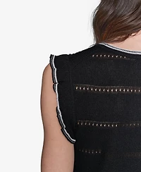 Karl Lagerfeld Paris Women's Pointelle Knit Sleeveless Top