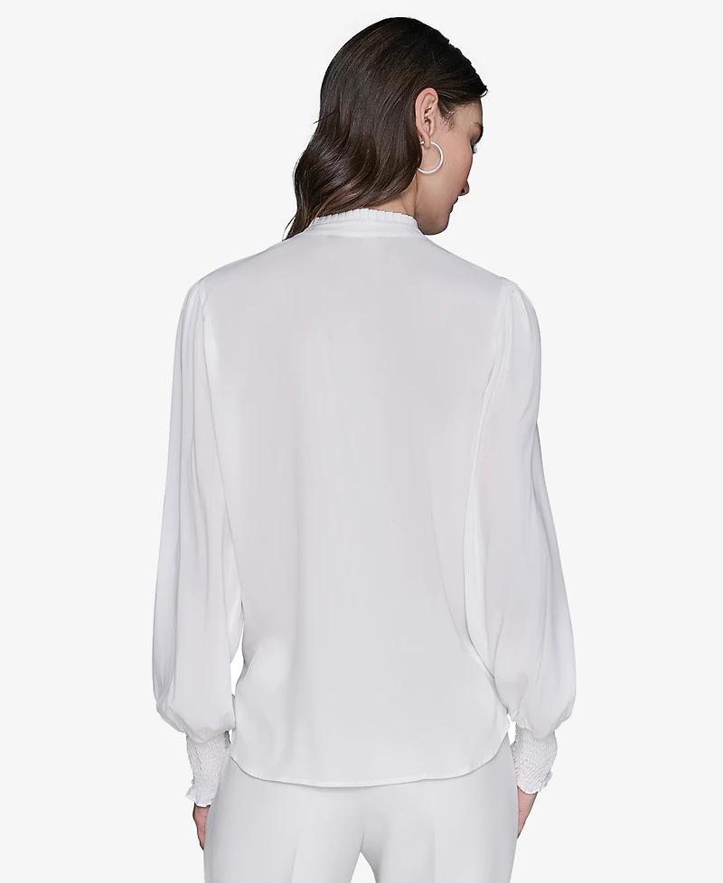 Karl Lagerfeld Paris Women's Blouson-Sleeve Button-Front Blouse