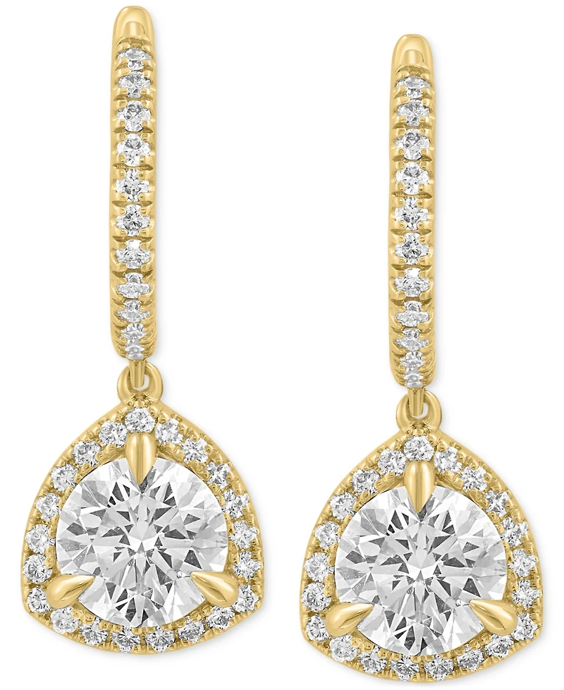 Effy Lab Grown Diamond Halo Dangle Hoop Earrings (2-3/8 ct. t.w.) in 14k Gold
