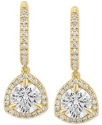 Effy Lab Grown Diamond Halo Dangle Hoop Earrings (2-3/8 ct. t.w.) in 14k Gold