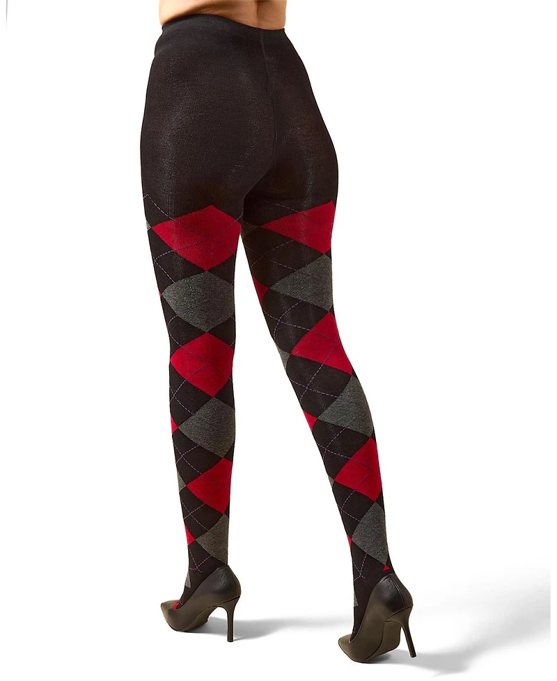 MeMoi Women's Textured Argyle Patterned Sweater Tights