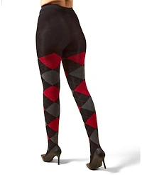 MeMoi Women's Textured Argyle Patterned Sweater Tights