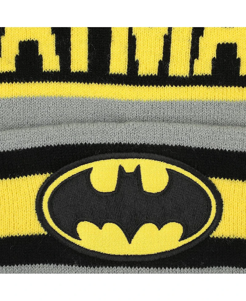 Dc Comics Men's Batman Logo Gray Cuff Beanie
