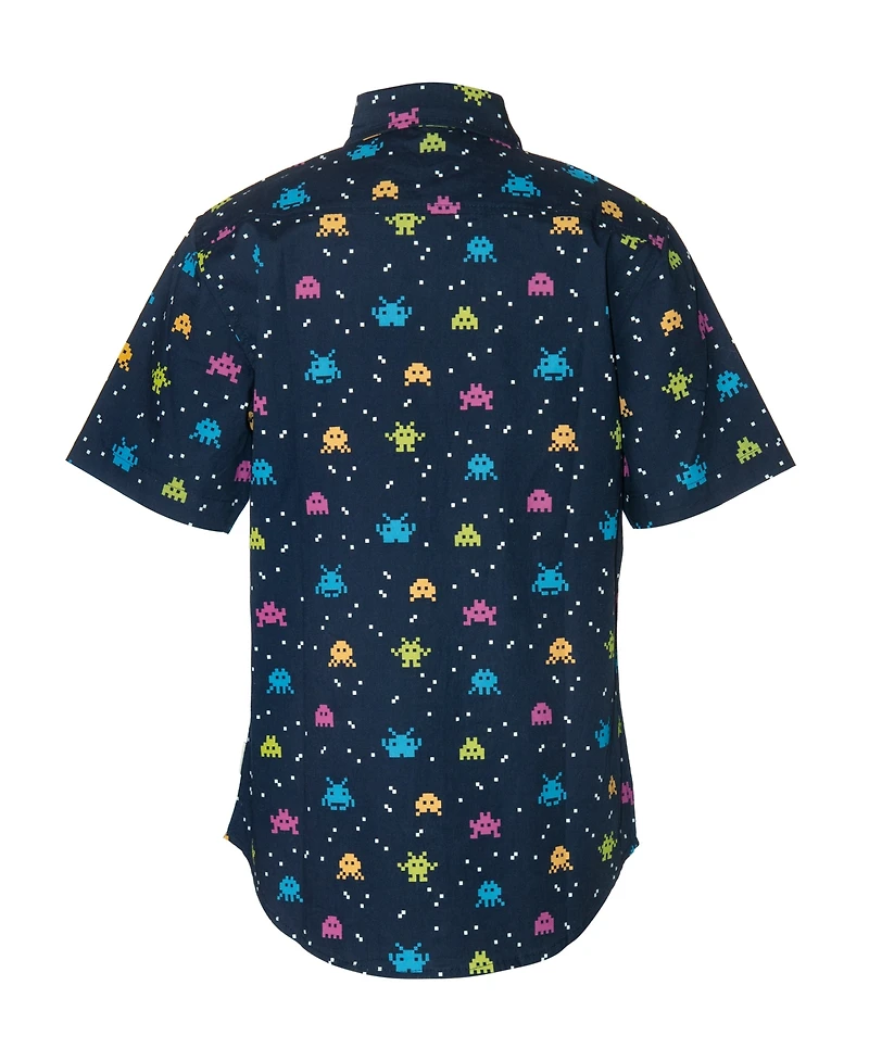 Univibe Big Boys Invaders Print Short Sleeve Woven Shirt