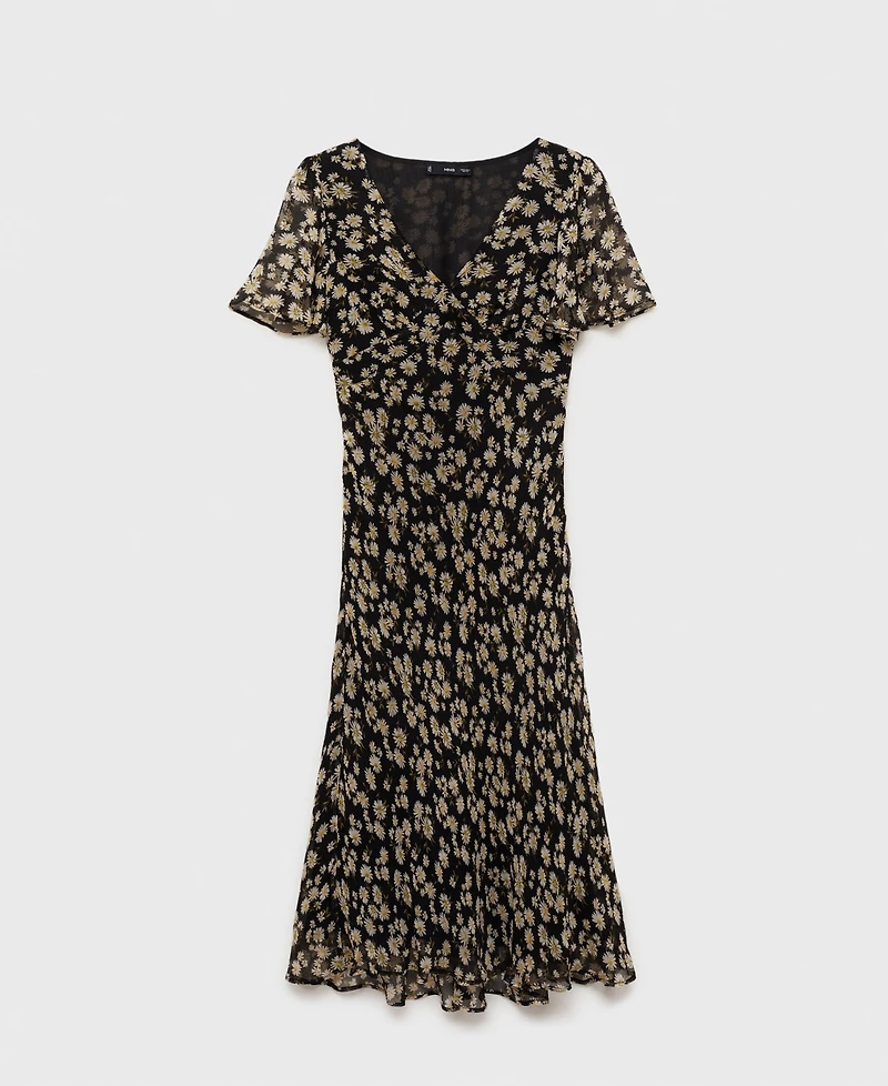 Mango Women's Floral Print Straight Midi Dress