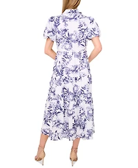 CeCe Women's Short Sleeve Tiered Maxi Shirt Dress