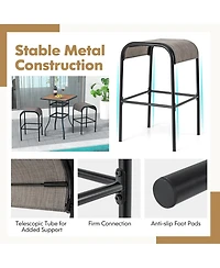 Gymax -Piece Patio Dining Set w/ Umbrella Hole Metal Frame & Breathable Fabric Seat