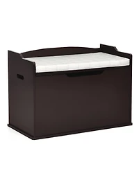 Costway Toddler Toy Box Wooden Flip-top Storage Chest Bench W/ Cushion Safety Hinge