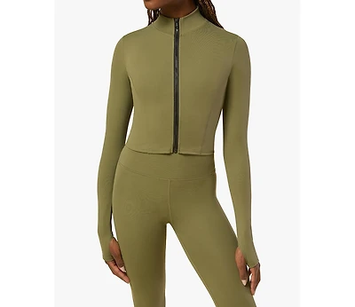 WeWoreWhat Women's Cropped Active Zip-up Jacket