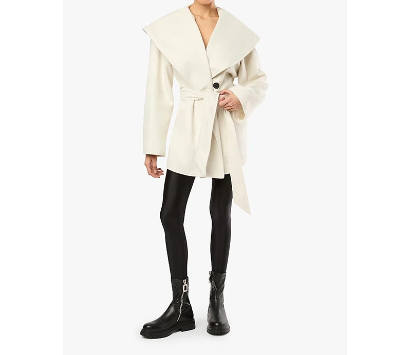 WeWoreWhat Women's Shawl Collar Wool Coat