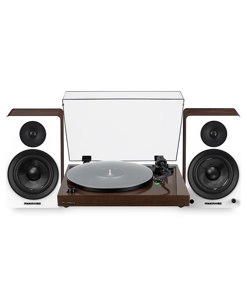 Fluance RT81+ Elite Vinyl Turntable (White) and Ai61 6.5" Stereo Bookshelf Speakers (White Walnut) Bundle: High Fidelity Sound, Detailed Audio Re