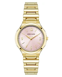 Anne Klein Women's Quartz Cultivated Gold-Tone Metal Alloy and Pink Dial Watch, 30mm