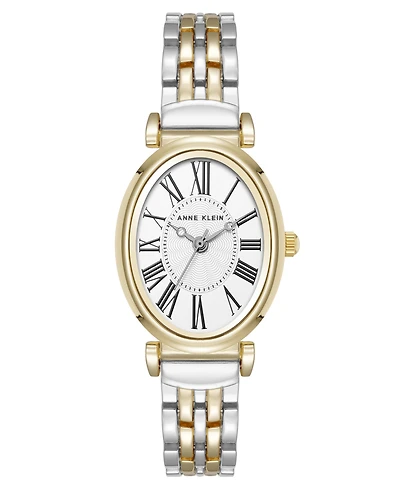 Anne Klein Women's Quartz Oval Roman Numeral Two-Tone Metal Alloy Watch, 25mm