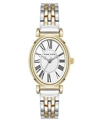 Anne Klein Women's Quartz Oval Roman Numeral Two-Tone Metal Alloy Watch, 25mm