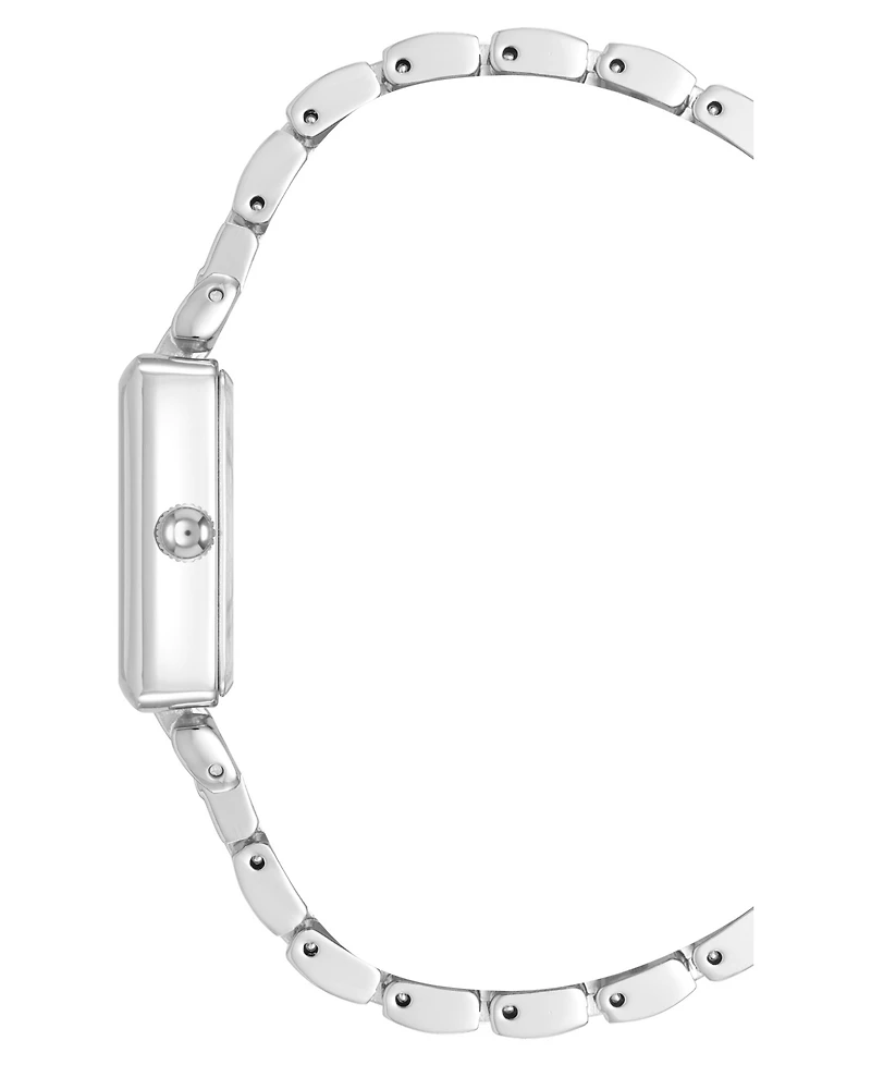 Anne Klein Women's Quartz Rectangular Roman Numeral Silver-Tone Metal Alloy Watch, 23mm
