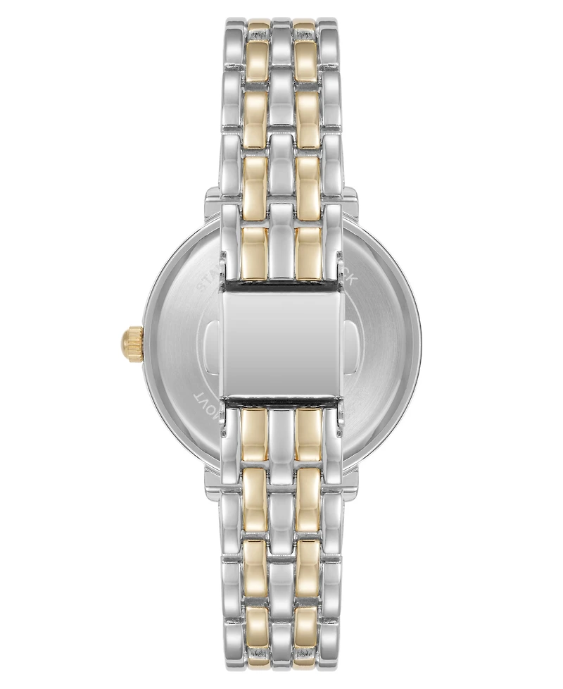 Anne Klein Women's Quartz Round Roman Numeral Two-Tone Metal Alloy and Black Dial Watch, 32mm