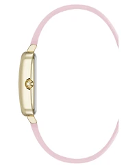 Anne Klein Women's Quartz Rectangular Pink Polyurethane Leather and Gold-Tone Metal Alloy Watch, 23mm