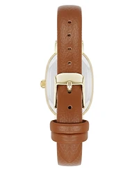 Anne Klein Women's Quartz Oval Brown Polyurethane Leather and Gold-Tone Metal Alloy Watch, 23mm