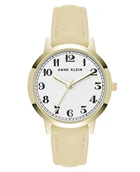 Anne Klein Women's Quartz Casual Polyurethane Leather and Gold-Tone Metal Alloy Boyfriend Watch