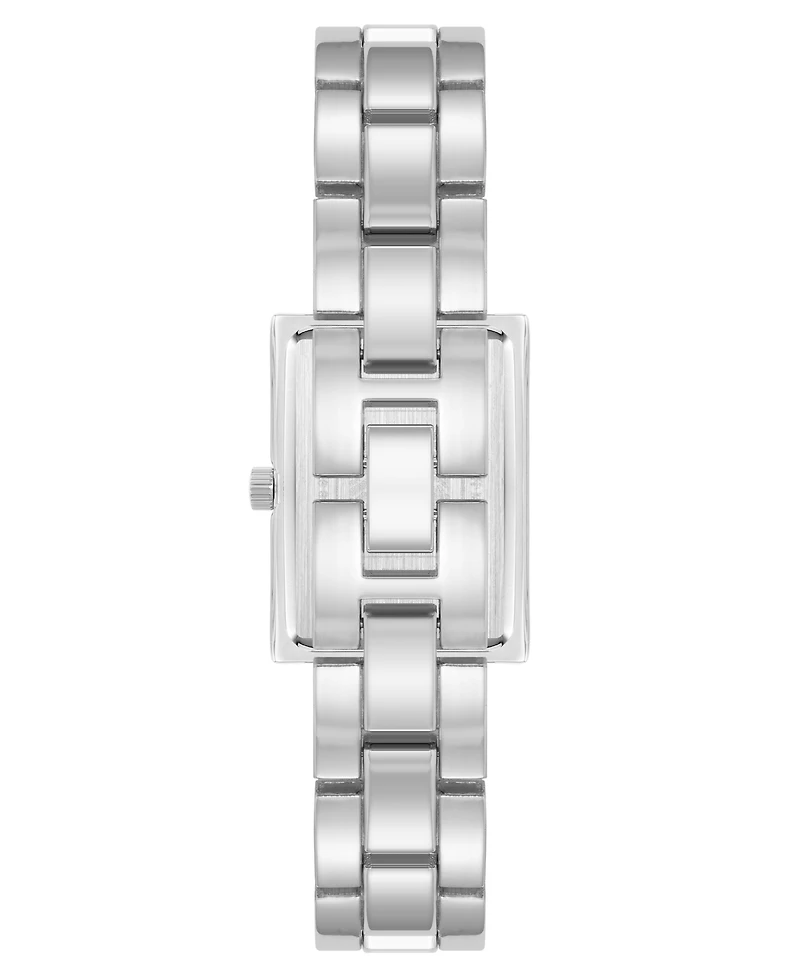 Anne Klein Women's Quartz Rectangular White Enamel and Silver-Tone Metal Alloy Watch, 22mm