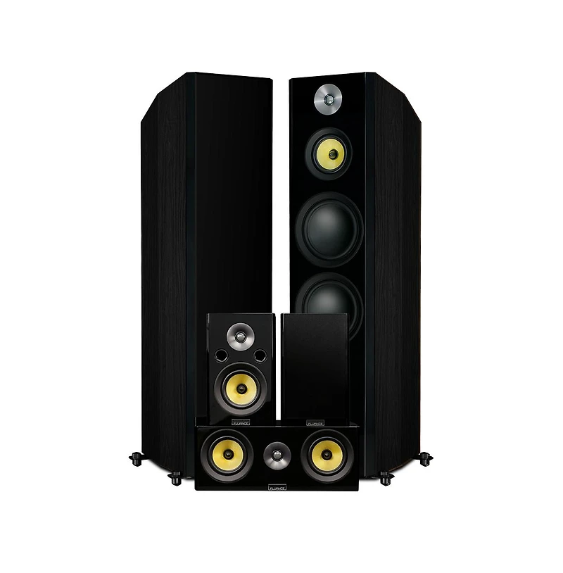Fluance Signature HiFi Surround Sound Home Theater 5.0 Channel Speaker System including 3-Way Floorstanding Towers, Center and Rear S