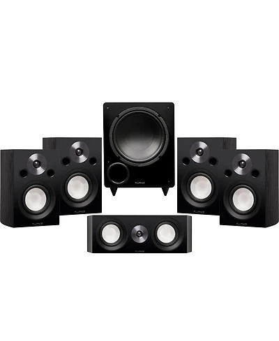 Fluance Reference Compact Surround Sound Home Theater 5.1 Channel Speaker System including 2-Way Bookshelf, Center Channel, Rear Speakers and