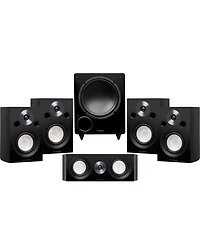 Fluance Reference Compact Surround Sound Home Theater 5.1 Channel Speaker System including 2-Way Bookshelf, Center Channel, Rear Speakers and