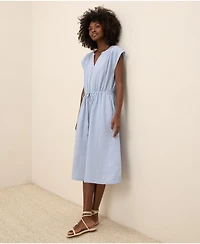 Pact Women's Organic Cotton Coastal Double Gauze Tie Waist Midi Dress