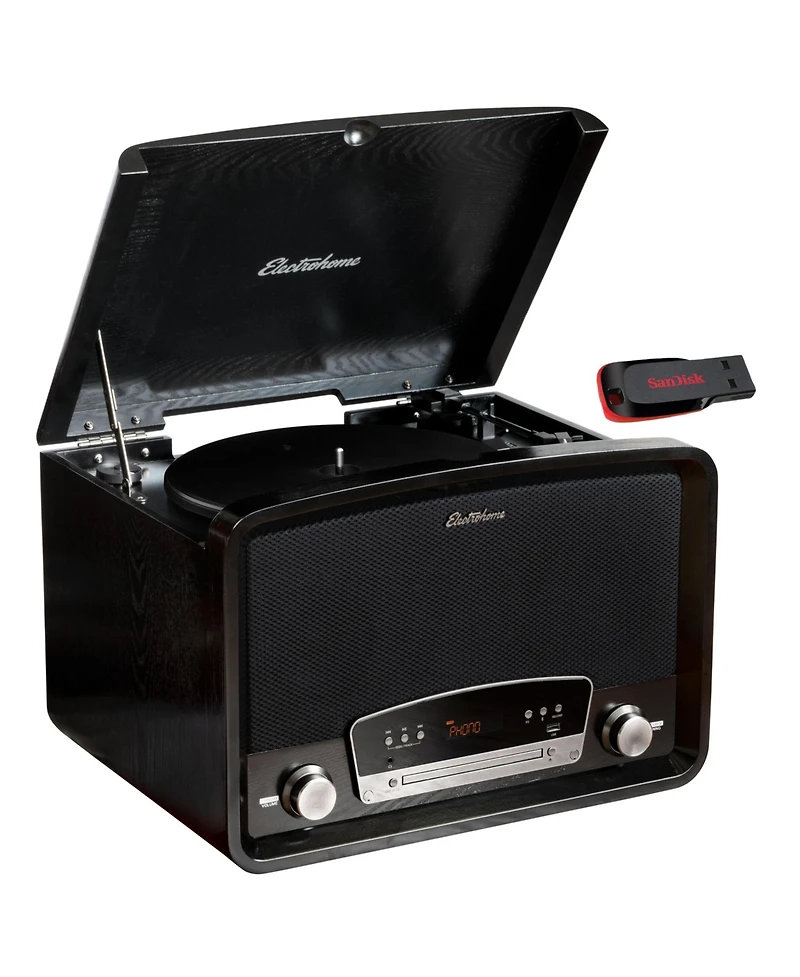 Electrohome Kingston 7-in-1 Vintage Vinyl Record Player Stereo System