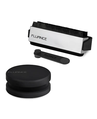 Fluance Vinyl Record Accessory Kit With Record and Stylus Anti-Static Carbon Fiber Brushes and Record Weight (VB52RW03)