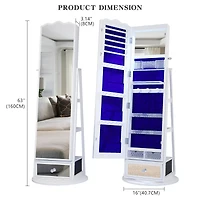 Vlsrka 60° Rotating Full-Length Mirror Jewelry Cabinet with Lights