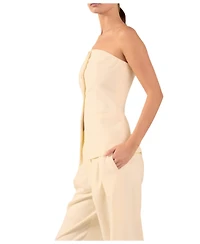 endless rose Women's Strapless Buttoned Long Top