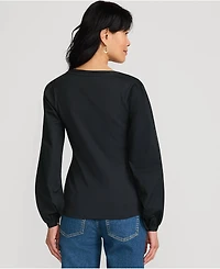 Lands' End Women's Supima Interlock Scoop Neck Blouson Sleeve Top
